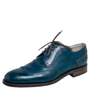 Dolce & Gabbana Blue Brogue Leather Lace Up Oxford Size 42