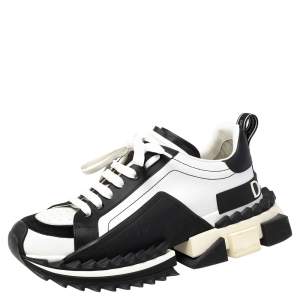 Dolce & Gabbana White/ Black Suede And Leather Super King Low Top Sneakers Size 42