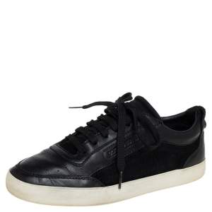 مملوكة مسبقًا Dolce & Gabbana Black Suede And Leather Low Top Sneakers Size 40.5