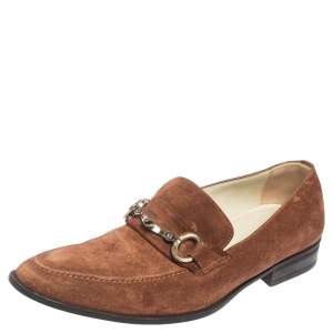 Dolce & Gabbana Brown Suede Bit Slip On Loafers Size 40.5
