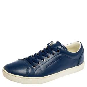 Dolce & Gabbana Blue Leather Low Top Sneakers Size 41
