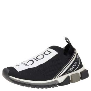 مملوكة مسبقًا حذاء رياضي دولتشي & غابانا سورينتو سليب اون قماش تريكو أسود / أبيض مقاس 44