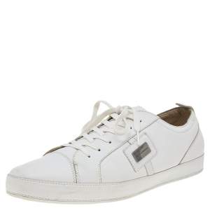 مملوكة مسبقًا Dolce & Gabbana White Leather Sneakers  Size 45