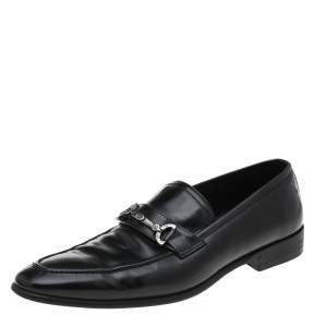 Dolce & Gabbana Black Leather Slip On Loafers Size 44