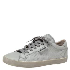 مملوكة مسبقًا Dolce and Gabbana Grey Leather Lace Up Sneakers  Size 41 