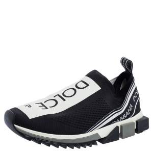 مملوكة مسبقًا Dolce & Gabbana Black/White Knit Fabric Sorrento Sneakers Size 43.5