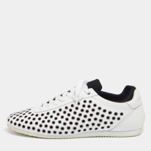 مملوكة مسبقًا حذاء رياضي دولتشي أند غابانا جلد أبيض/أسود برباط مقاس 43