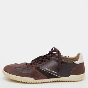 Pre Owned حذاء رياضي دولتشي أند غابانا سويدي وجلد متعدد الألوان عنق منخفض مقاس 45