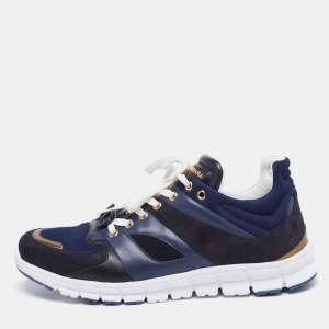 مملوكة مسبقًا حذاء رياضي دولتشي أند غابانا جلد وسويدي أزرق كحلي/أسود بعنق منخفض مقاس 43