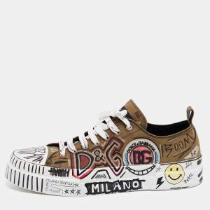 مملوكة مسبقًا Dolce & Gabbana Multicolor Canvas Graffiti  Portofino Light Sneakers Size 46