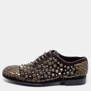 Dolce & Gabbana Brown Velvet Lace Up Oxfords Size 40