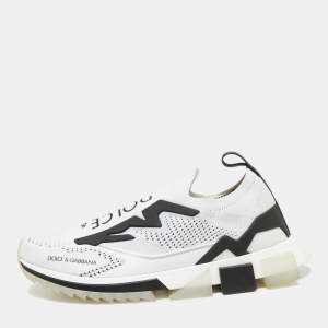 مملوكة مسبقًا حذاء رياضي دولتشي أند غابانا سورينتو مطاط وقماش تريكو أسود/أبيض سليب أون مقاس 43