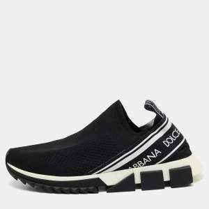 Pre Owned حذاء رياضي دولتشي أند غابانا سورينتو قماش تريكو أسود/أبيض مقاس 43.5