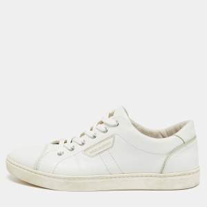Pre Owned Dolce & Gabbana White Leather Lace Up Sneakers Size 42 