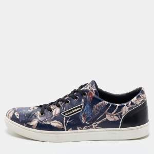 Dolce & Gabbana Multicolor Floral Printed Leather Low Top Sneakers Sie 45