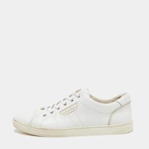 Pre Owned Dolce & Gabbana White Leather Low Top Sneakers Size 45