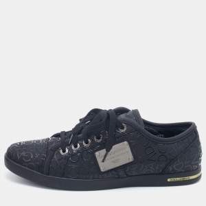 Dolce & Gabbana Black Leather Logo Low Top Sneakers Size 42