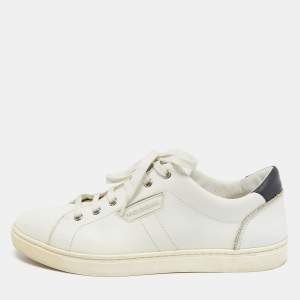 Dolce & Gabbana White Textured Leather Low Top Sneakers Size 42