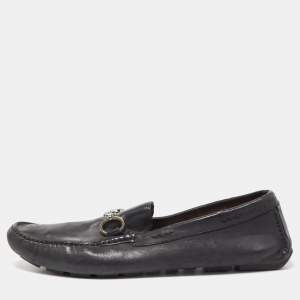 Dolce & Gabbana Black Leather Slip On Loafers Size 44