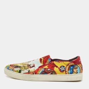 Dolce & Gabbana Multicolour Canvas Oriental  Print Slip On Sneakers Size 43.5