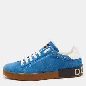 Dolce & Gabbana Blue /White  Suede and Leather Low Top Sneakers Size 43