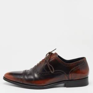 Dolce & Gabbana Brown Leather Brogue Lace Up Oxford Size 43