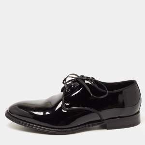 Dolce & Gabbana Black Patent Leather Lace Up Derby Size 40