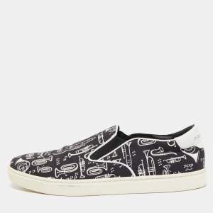 Dolce & Gabbana Black/White Canvas Trumpet Print Sneakers Size 45