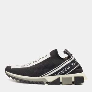 Dolce & Gabbana Black/White Fabric Sorrento Sneakers Size 45