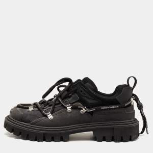 Dolce & Gabbana Black Mesh and Rubber Low Top Sneakers Size 45