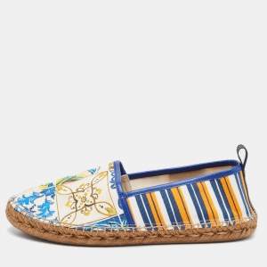 Dolce & Gabbana Multicolor Canvas and Leather Espadrilles Size 42