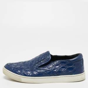 Dolce & Gabbana Navy Blue  Alligator Leather Slip On Sneakers Size 41.5