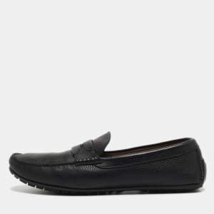 مملوكة مسبقًا Dolce & Gabbana Black Leather Slip On Loafers Size 44