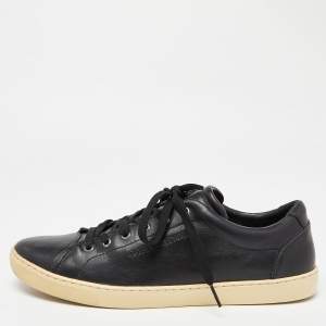 Dolce & Gabbana Black Leather Lace Low Top Sneakers Size 44