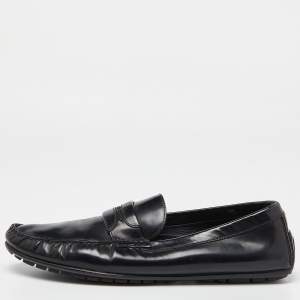Dolce & Gabbana Black Leather Slip On Loafers Size 44.5