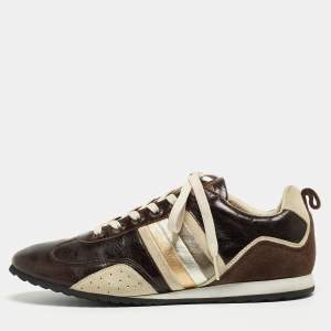 Dolce & Gabbana Brown/Grey Leather and Suede Low Top Sneakers Size 41