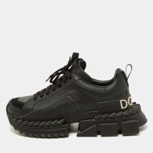 Dolce & Gabbana Black Leather Super King Sneakers Size 42.5