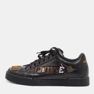 Dolce & Gabbana Black Leather Low Top Sneakers Size 43