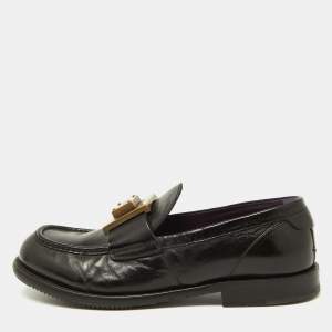 Dolce & Gabbana Black Leather Mino Slip On Loafers Size 42