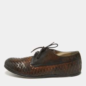 Dolce & Gabbana Brown Woven Leather and Suede Lace Up Derby Size 44
