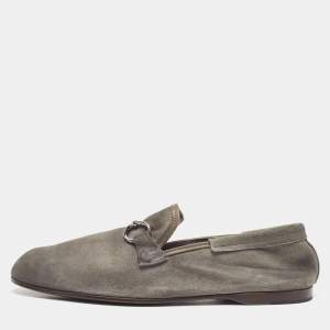 Dolce & Gabbana Grey Suede Buckle Loafers Size 44