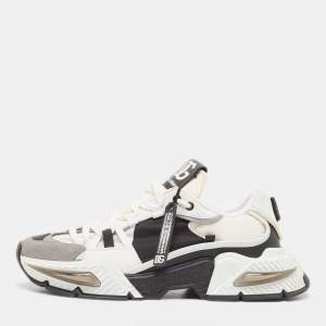 Dolce & Gabbana White/Black Neoprene and Suede Airmaster Sneakers Size 44