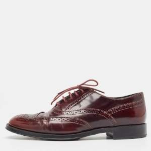 Dolce & Gabbana Burgundy Brogue Leather Lace Up Oxfords Size 38.5