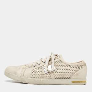 Dolce & Gabbana White Laser Cut Leather Low Top Sneakers Size 42