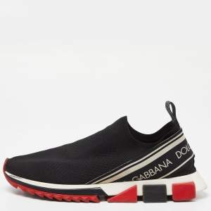 Dolce & Gabbana Black Knit Fabric Sorrento Sneakers Size 44