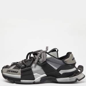 Dolce & Gabbana Grey/Black Mesh and Suede Space Sneakers Size 46