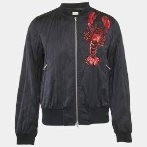 Dries van Noten Black Quilted Cotton Blend Scorpio Embellish Detail Zip-Up Jacket L