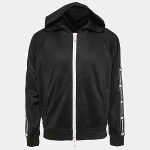 Dsquared2 Black Jersey Logo Tape Trimmed Zip-Up Hoodie M