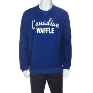Dsquared2  Blue Cotton Knit Canadian Waffle Sweatshirt L