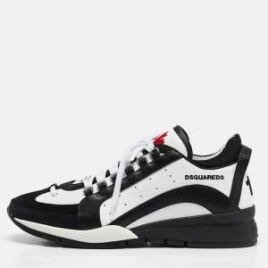 Dsquared2 Black/White Leather Legendary Sneakers Size 45